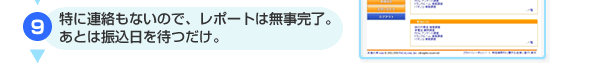 特に連絡もないので、レポートは無事完了。あとは振込日を待つだけ。